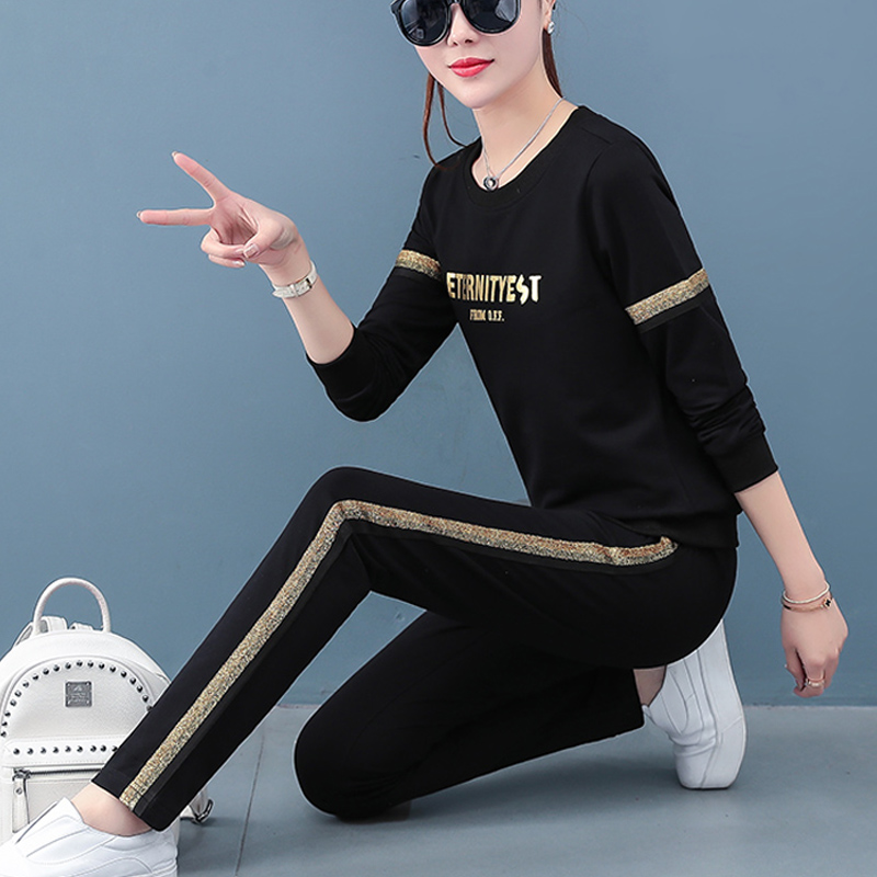 Pure cotton casual sports suit women's spring style 2022 new fashion easing Two sets of weaters fashion foreign pie age