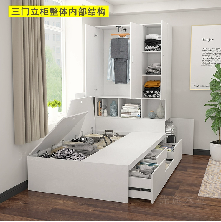 Tatami giường hiện đại lưu trữ tủ quần áo nhỏ gọn một bedroom apartment nhỏ 1,2 m 1,5 m giường kết hợp của tủ tùy chỉnh - Giường