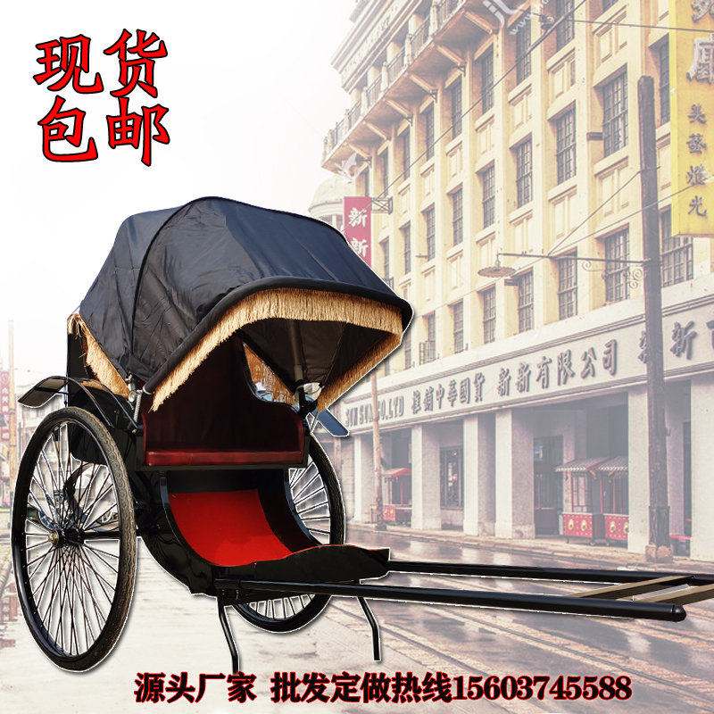 Manpower rickshaw nostalgic Republic of China style can pull passengers wedding photo studio tourist attractions wrought iron props ornaments