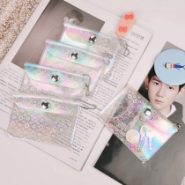Korean ins Wind hipster card set transparent gold onion PVC rice card bag key chain student coin wallet