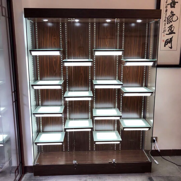 Solid wood small glass door animation model trophy showcase with light product window cabinet household hand-made display cabinet