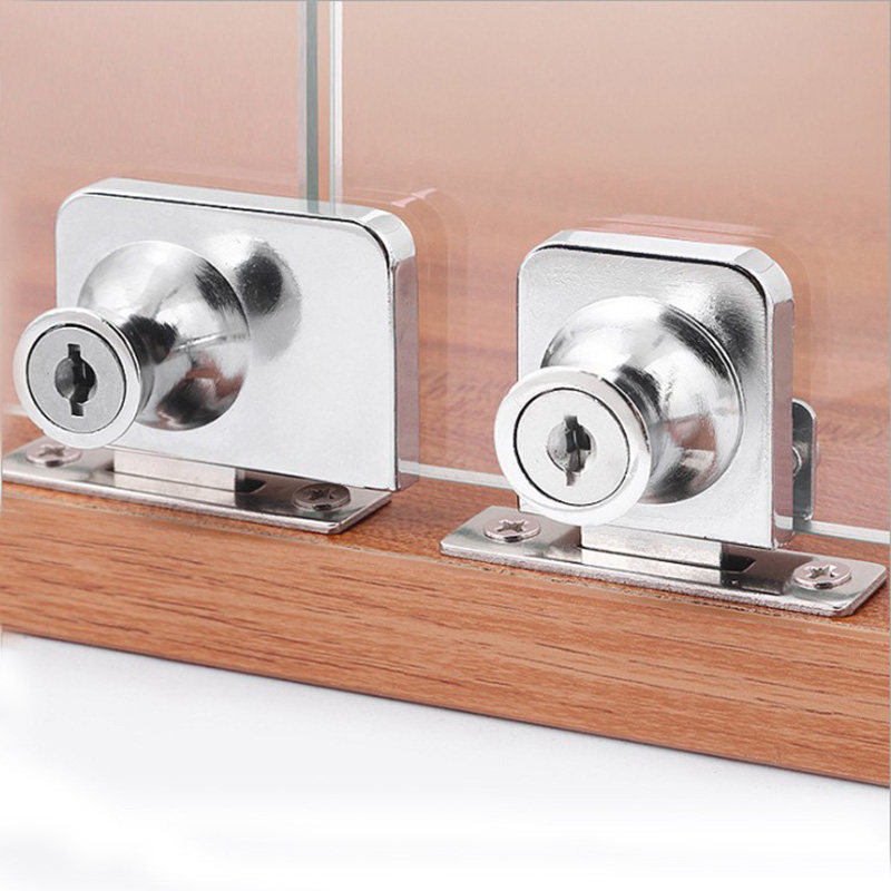 Glass Cabinet Lock Display Cabinet Lock Free bore single double switch glass door window Ramen H lock freezer lock open