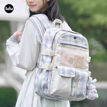 lulu mount new high face value plaid bag for college students minus negative care spine cute backpack double shoulder bag