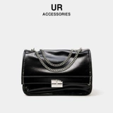 Сумка на одно плечо, цепь, вместительная и большая модная сумка через плечо, на цепочке, из натуральной кожи