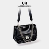 Сумка на одно плечо, цепь, вместительная и большая модная сумка через плечо, на цепочке, из натуральной кожи