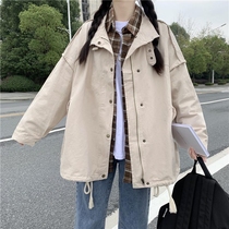 Korean version of solid color overcoat female students Autumn new college style Joker loose casual jacket jacket jacket coat