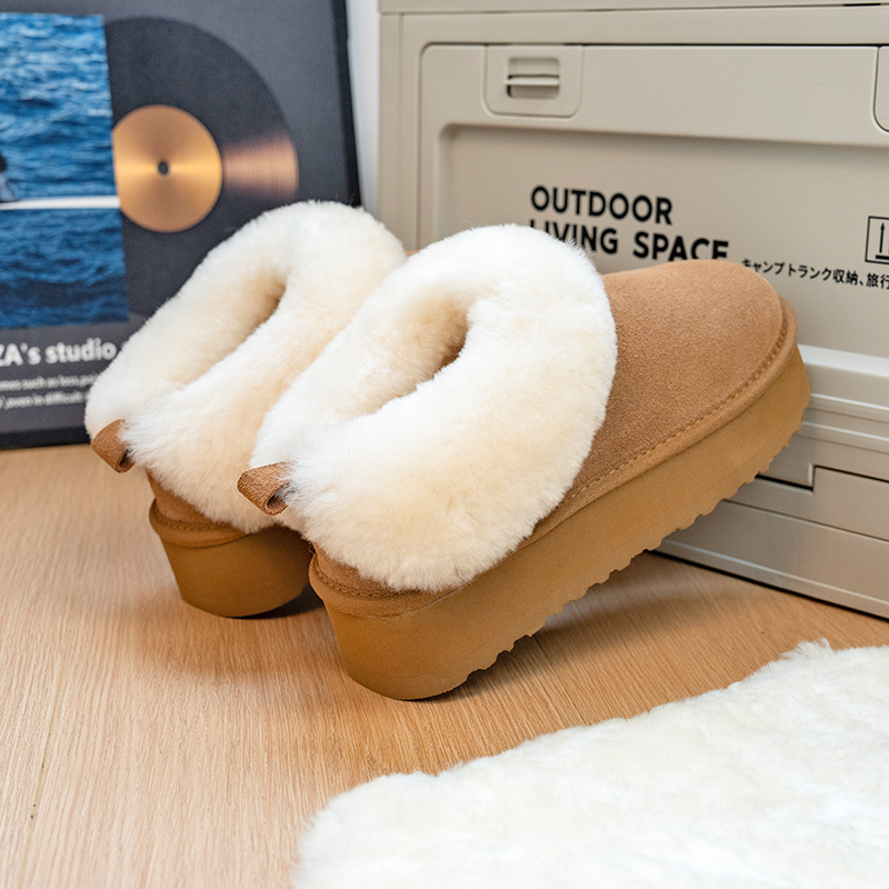 2025 New Model Tasler Leather and Fur Integrated Snow Boots for Women, Thick-Soled, Winter Wool Warm Slip-On Loafers