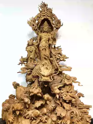 Agarwood wood carvings dedicated to Buddha statues Large Guanyin Jizo King Manjushri Samantabhadra living room root carving craft ornaments