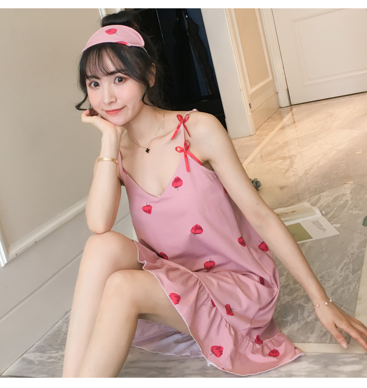 韩倩诺  夏季女生纯棉可爱吊带睡衣 图3
