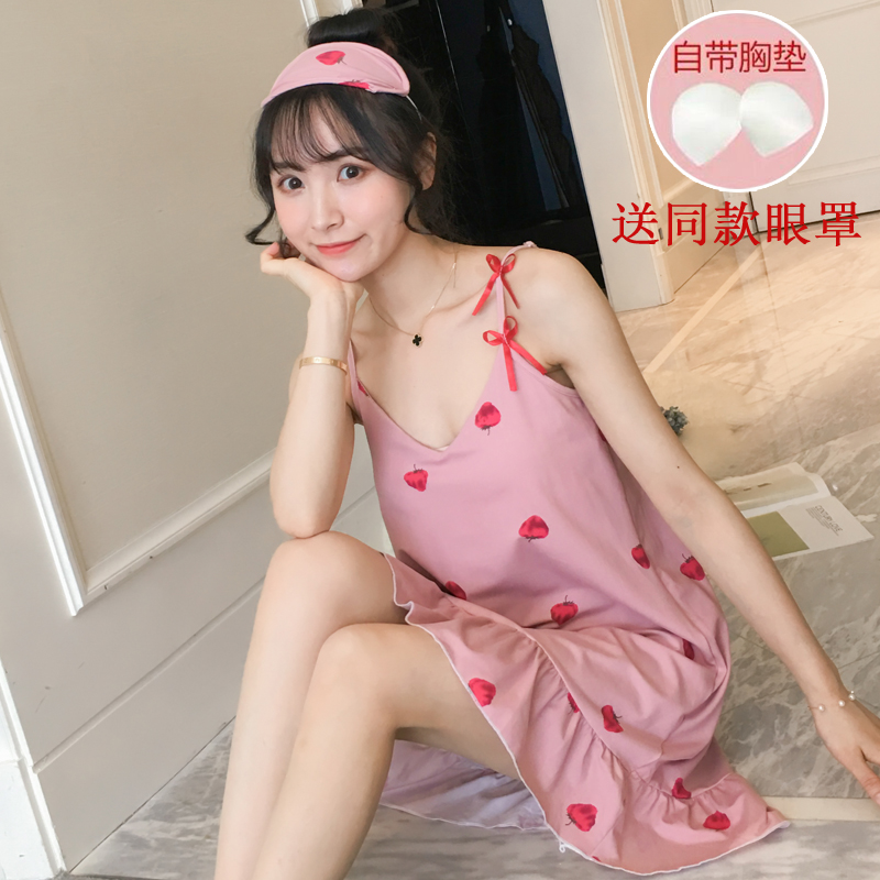 韩倩诺  夏季女生纯棉可爱吊带睡衣 图1