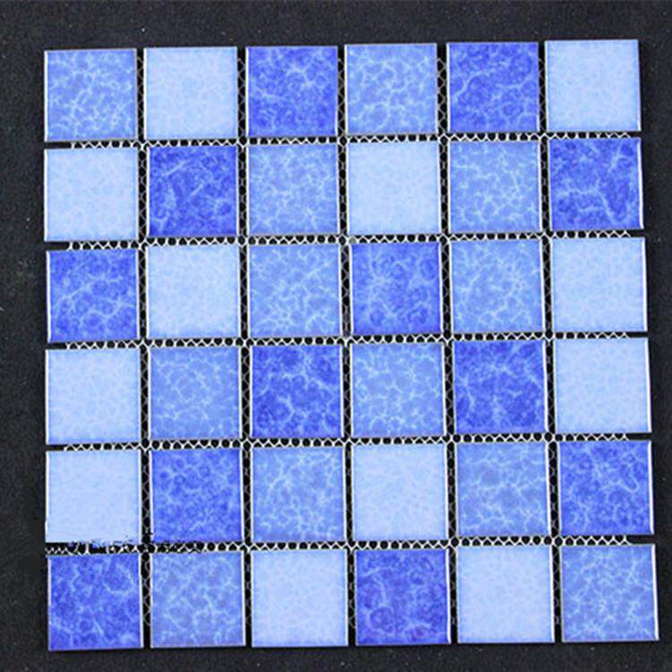 Blue glaze 300 x 300 mosaic blue pool decorated round wall crystallized glazed ceramic cube net stick