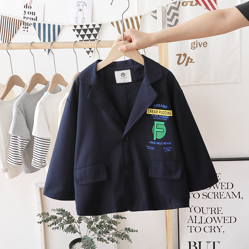 Boy Little Suit Foreign Pie Baby Autumn Dress Jacket Handsome Boy Children Spring Autumn Small Gown Korean version 2021 the 2021 paragraph