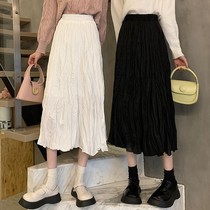 New white skirt women spring and autumn 2021 new long high waist A- line dress small man slim long skirt