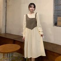 New French gentle wind long sleeve skirt women spring clothes autumn 2021 new small man thin temperament base long