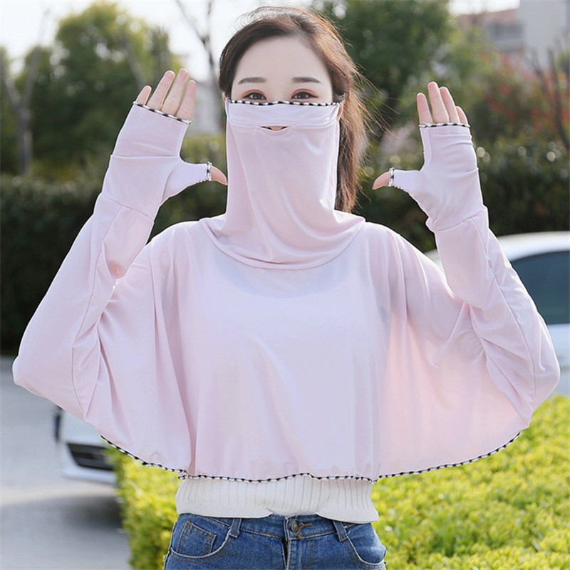 Ice silk sunscreen shawl mask female face-covering breathable mask shirt thin summer anti-UV development cycling sunscreen clothing