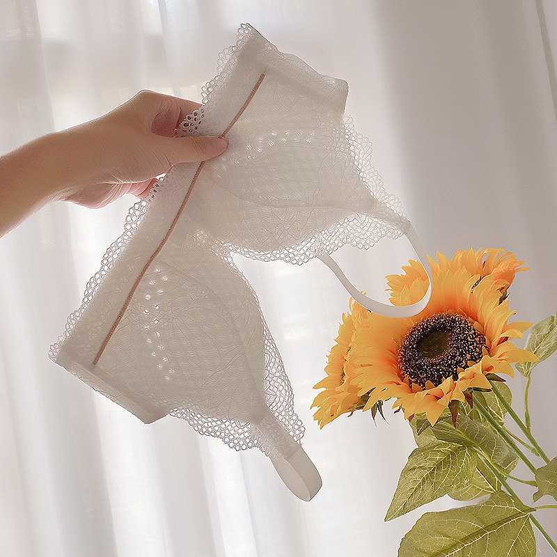 Summer ultra-thin underwear women's small chest gathered without steel ring New 2020 explosion cave Cup big chest small bra