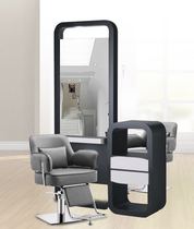 Barber shop mirror table hairdressing shop mirror hair salon special hair cutting mirror table with cabinet one special floor double-sided