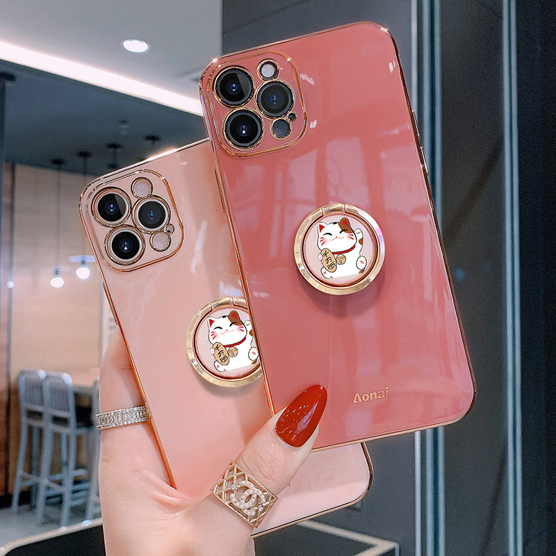 Apple 12 mobile phone protective case iPhone12pro all-inclusive anti-fall silicone 12promax cute cartoon with bracket high-end limited edition net red female model ins wind personality creative mi