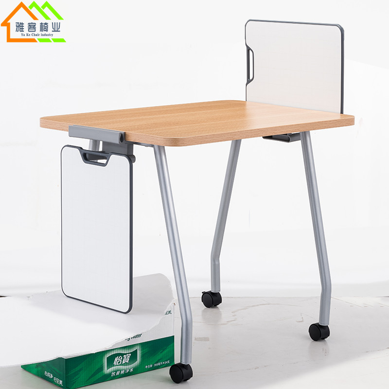 Solid wood training table with wheel desk reading table multifunction desk meeting table with writing plate solid wood table