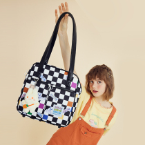 LOLA DESIGN Cute Teenage Chessboard Grid Single Shoulder Bag 2023 New Tote Bag Small Crowdsourced Original Bag woman