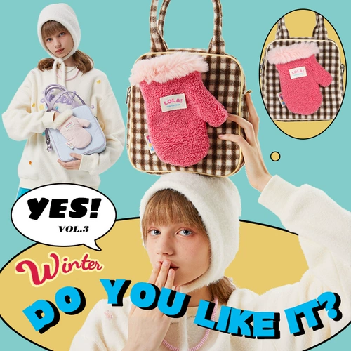 Лола дизайн плюшевые перчатки милая мао -стена лаурет сумка маленькая сумка ниша с крестикой, пересекающая сумочка