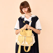 LOLA DESIGN cream Cubs cute double shoulder bag Inn wind double shoulder bag female small crowddesign backpack