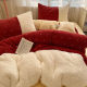 Thickened Milk Velvet Four-Piece Set, Winter Warm Double-Sided Coral Velvet Bedding, Fitted Sheet, Duvet Cover, Three-Piece Set