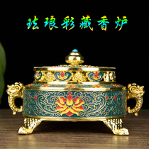Buddhist supplies cloisonne Silk painted Pan incense burner line incense pan incense powder blue