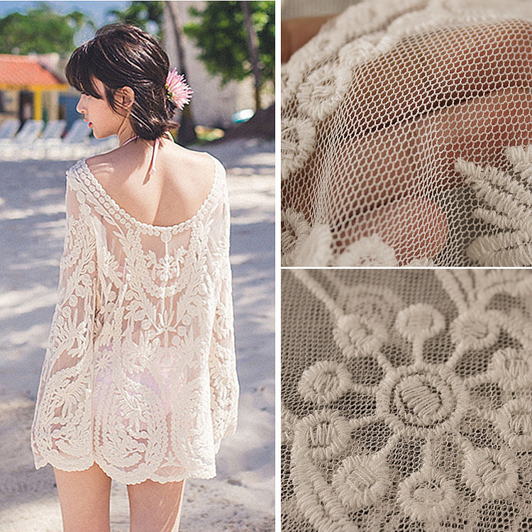 Beach resort lace cardigan beach outer with sunscreen bikini blouse can be used in the water travel photography jacket shawl