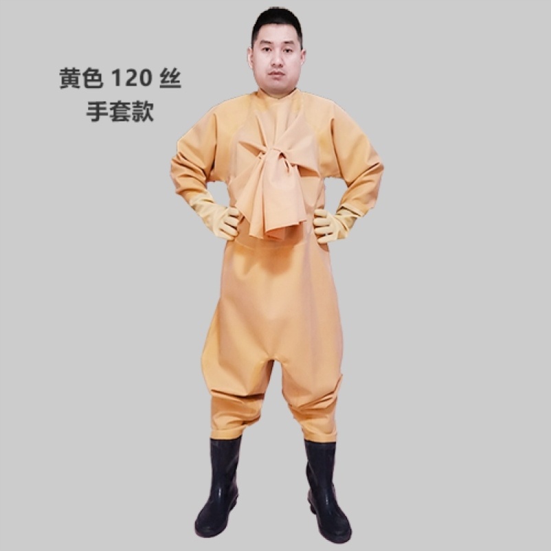 Water pants full body wear-resistant water fish pants rain pants waterproof leather fork rubber conjoined men's fishing thickened digging clothes