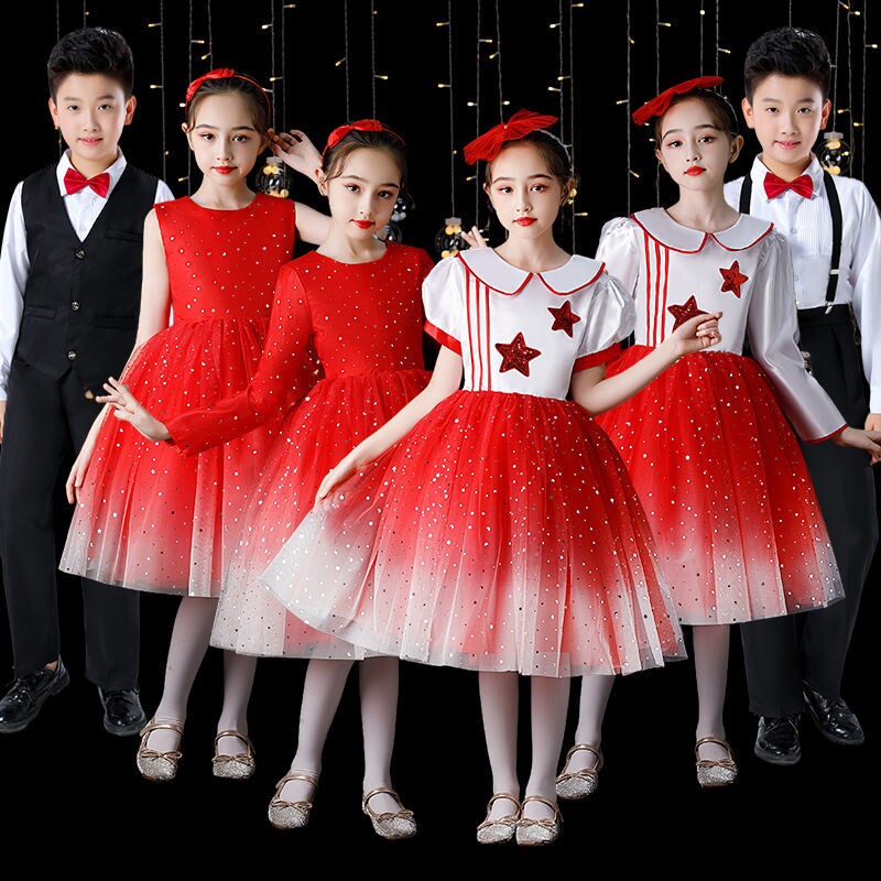 Chinese Dance Clothes Sixty-One Children's Clothing Show Choir Clothes in Lights