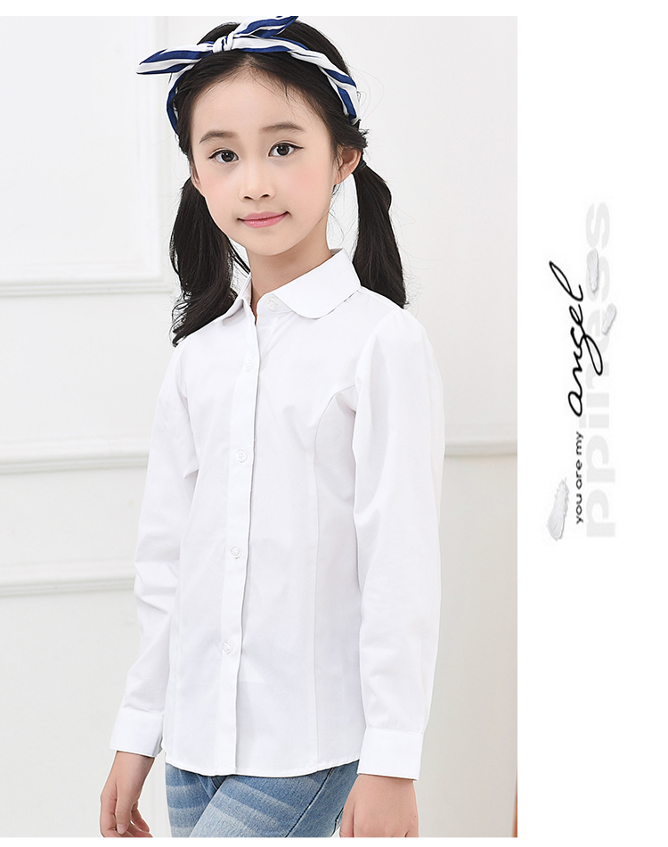 Áo sơ mi nữ trắng cộng với nhung dày ấm áp mùa đông cotton trẻ em đồng phục học sinh tiểu học áo sơ mi trắng tinh shop quần áo trẻ em