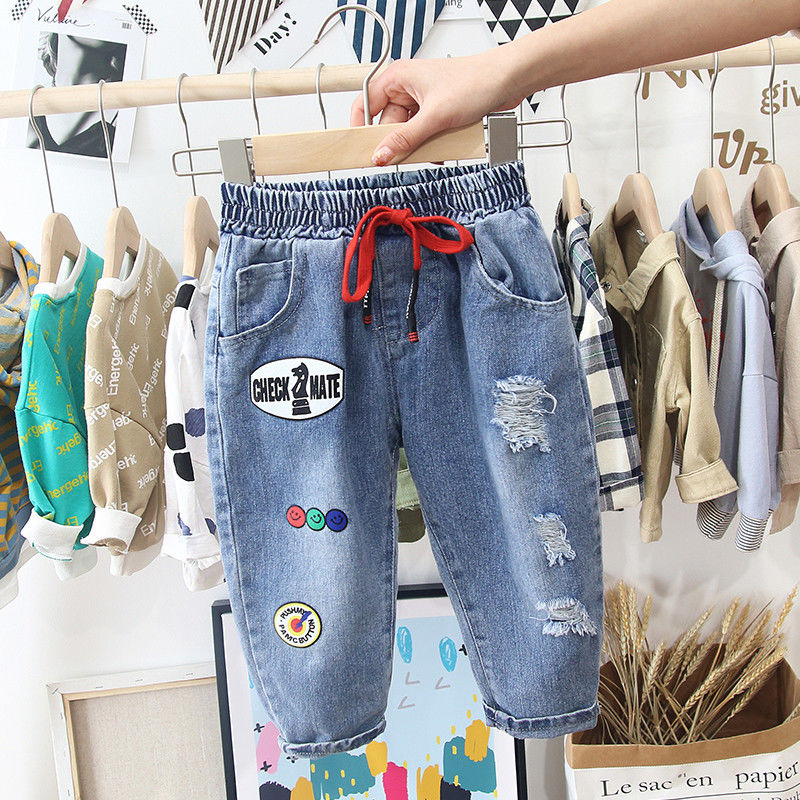 Chàng trai quần jeans phim hoạt hình cho trẻ em mùa xuân và mùa thu mới 2020 phiên bản Hàn Quốc của quần quần bé bình thường của trẻ em.