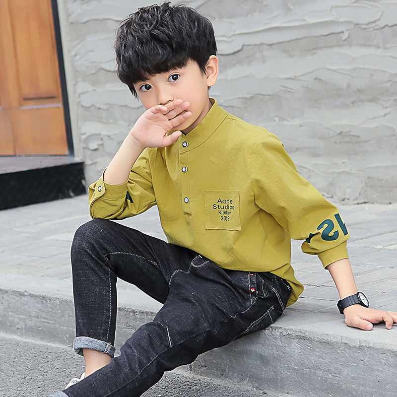 Boys dài sleevet t-shirt mùa xuân 2020 mới của Hàn Quốc phiên bản của mùa xuân và mùa thu áo sơ mi của trẻ em trong trang phục thường ngày những đứa trẻ lớn của.