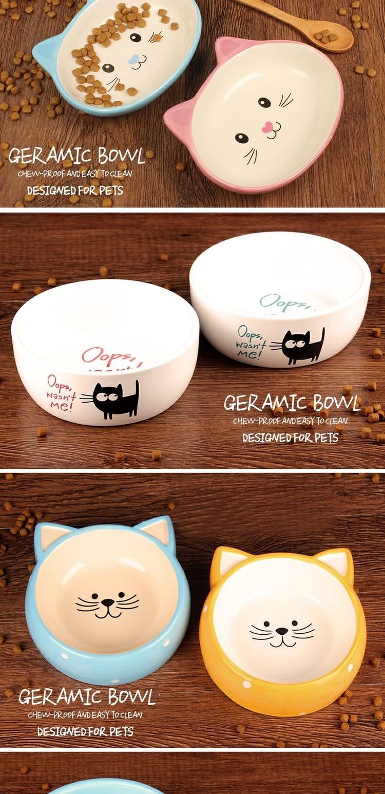 Pet bát Teddy dog ​​bát gốm mèo bát mèo nồi con chó con bát gốm bát thức ăn bát nước bát con chó mèo cần thiết hàng ngày 	chọn bát ăn cho mèo	