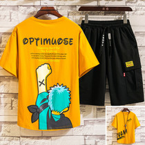 Boy short sleeve suit Summer clothes Fat boy CUHK Scout 12 loose Two sets 15-year-old handsome junior high school boomer