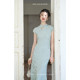 Xu Daqing ຮູບແບບໃຫມ່ຂອງຈີນຮູບແບບຊ້ໍາ Jacquard Tencel Cheongsam Dress ແມ່ຍິງກະທັດຮັດແອວສູງຕົ້ນພາກຮຽນ spring ຍາວ Dress
