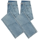 Осенние джинсы, весенние приталенные утепленные штаны, высокая талия, свободный прямой крой