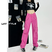 Розовый фронт на косой карманные штаны [Вернуть и обмениваться бесплатной доставкой]