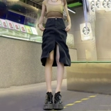 Тонкая джинсовая юбка, приталенная черная цветная мини-юбка, 2025 года, с акцентом на бедрах