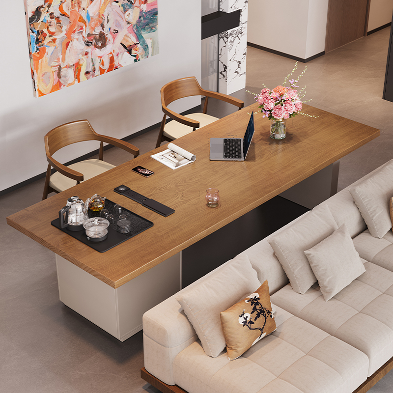 Long Wooden Table Behind the Living Room Sofa, Dual-Purpose Desk and Tea Table for Home Use, Study Table with Tea Station Long Wooden Table Behind the Living Room Sofa, Dual-Purpose Desk and Tea Table for Home Use, Study Table with Tea Station