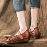 Комфортная ретро обувь для матери, сумка для обуви для отдыха, сандалии, 2020, из натуральной кожи