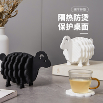 Japanese creative sheep coaster ins ins Wind silicone non-slip insulation table mat light luxury wind anti-scalding high temperature resistant pot mat