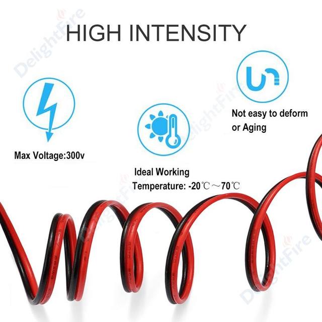 5-100mElectricalWire2PinLEDStripCableRedBlack5V12