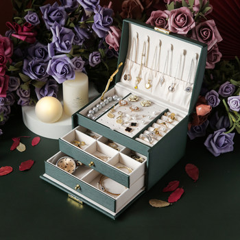 Internet celebrity jewelry box storage box european style high-end luxury large capacity multi-layer household earrings earrings hand jewelry box