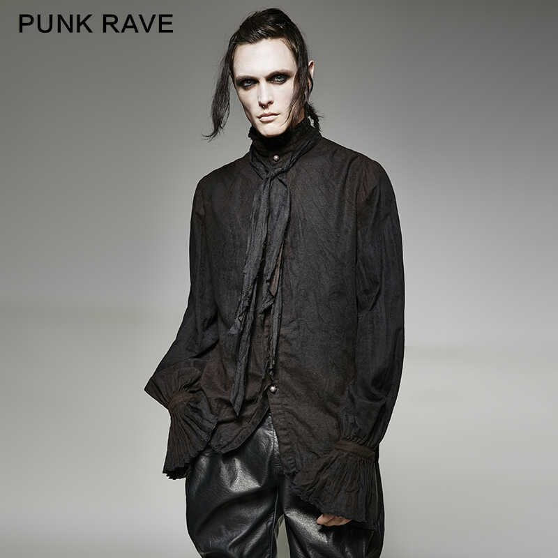 Trendy Men's 2024 Autumn New Tops Steampunk Bow Tie Shirt Loose Button Lace Trim Shirt Jacket Trendy Men's 2024 Autumn New Tops Steampunk Bow Tie Shirt Loose Button Lace Trim Shirt Jacket