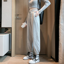 2021 New sweatpants lady loose beam foot gray casual pants small spring and autumn thin lantern pants