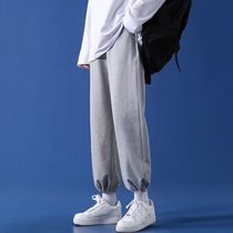 Gray sweatpants female loose beam feet spring and fall skinny pants in tide thin straight casual workers pants