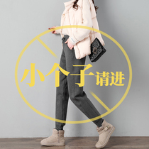 Plus velvet sweatpants womens autumn and winter loose bunched feet thick pants winter wear nine-point small lamb wool cotton pants