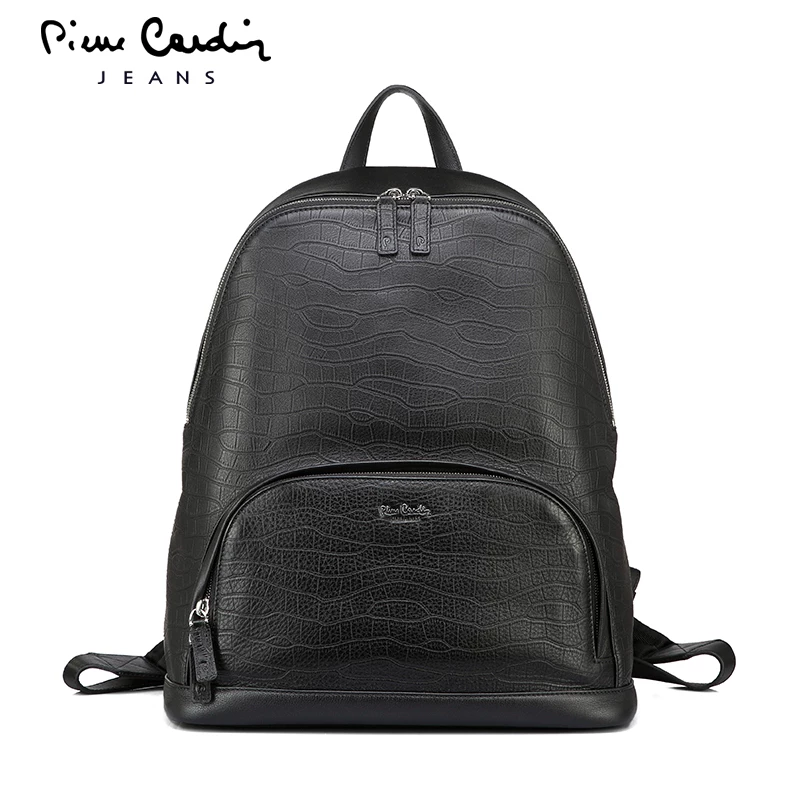Pierre Cardin, модный стильный вместительный рюкзак, подлинная кожа